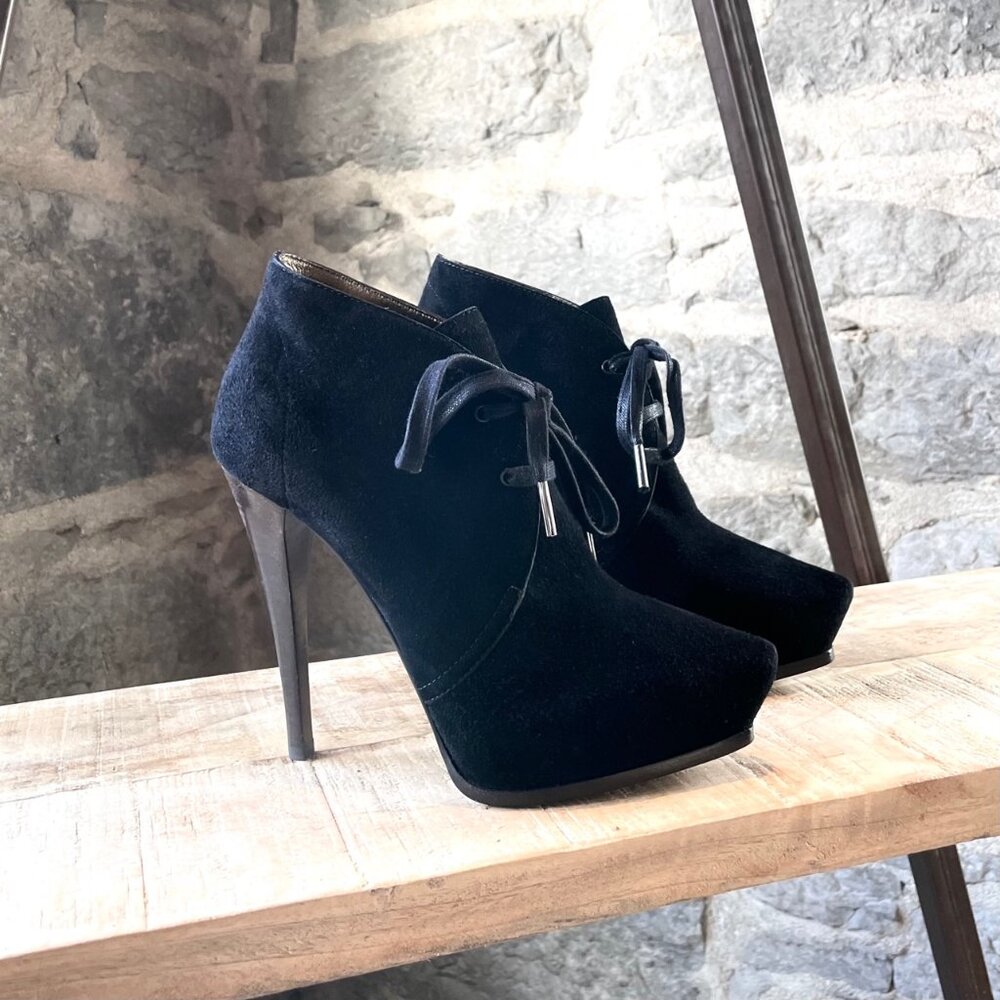 Lanvin Black Suede Platform Booties